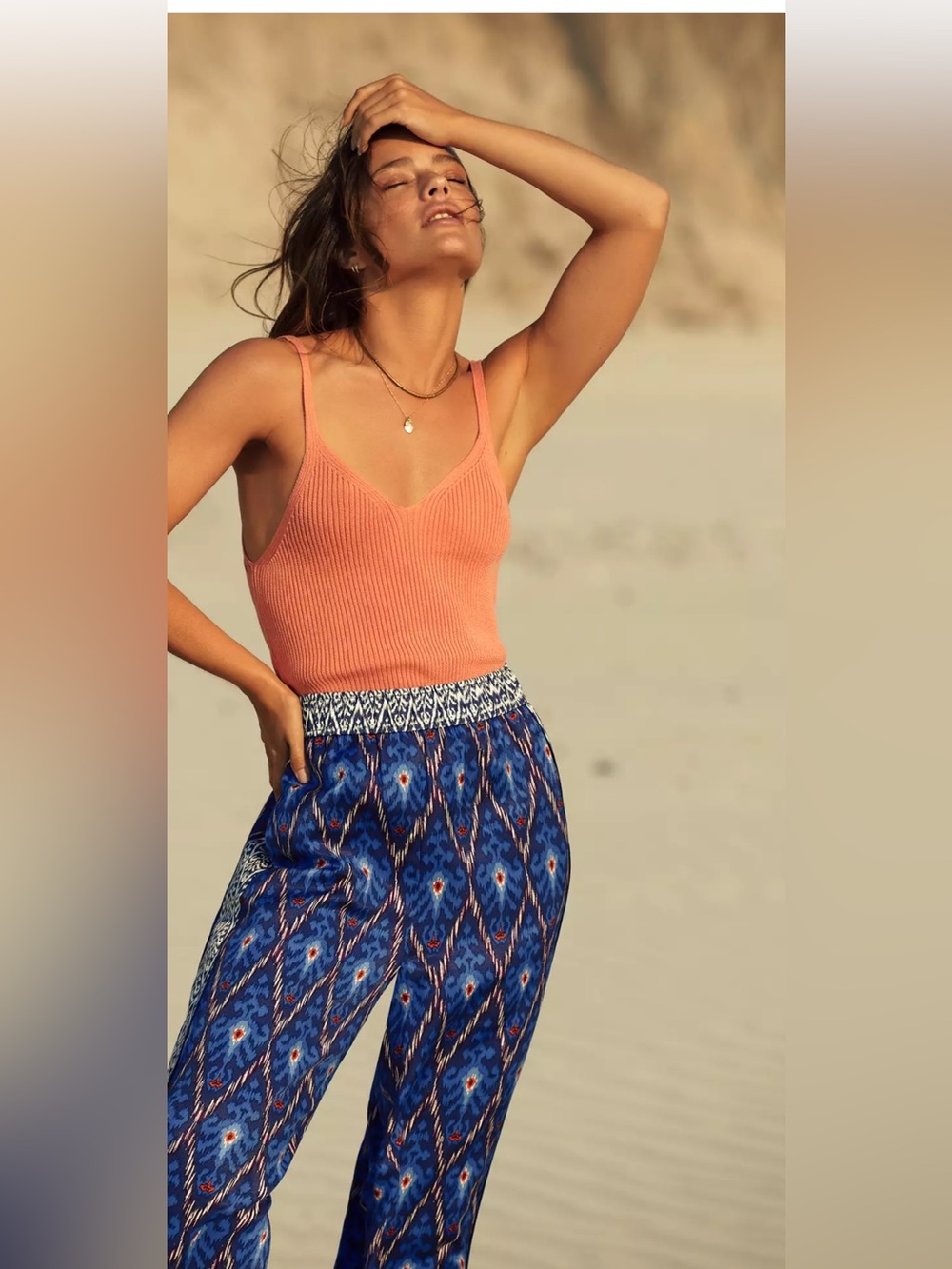 Anthropologie Vale Blue Patterned Wide-Leg Printed Pants - Picture 4 of 8